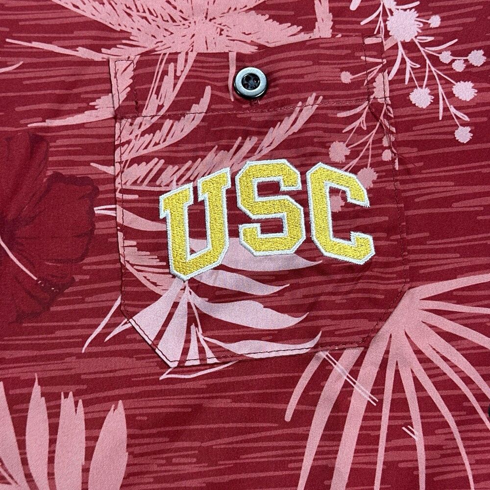 NWT USC Trojans Colosseum Shirt Men Red Floral Hawaiian Aloha Collar Size Large - Picture 3 of 11